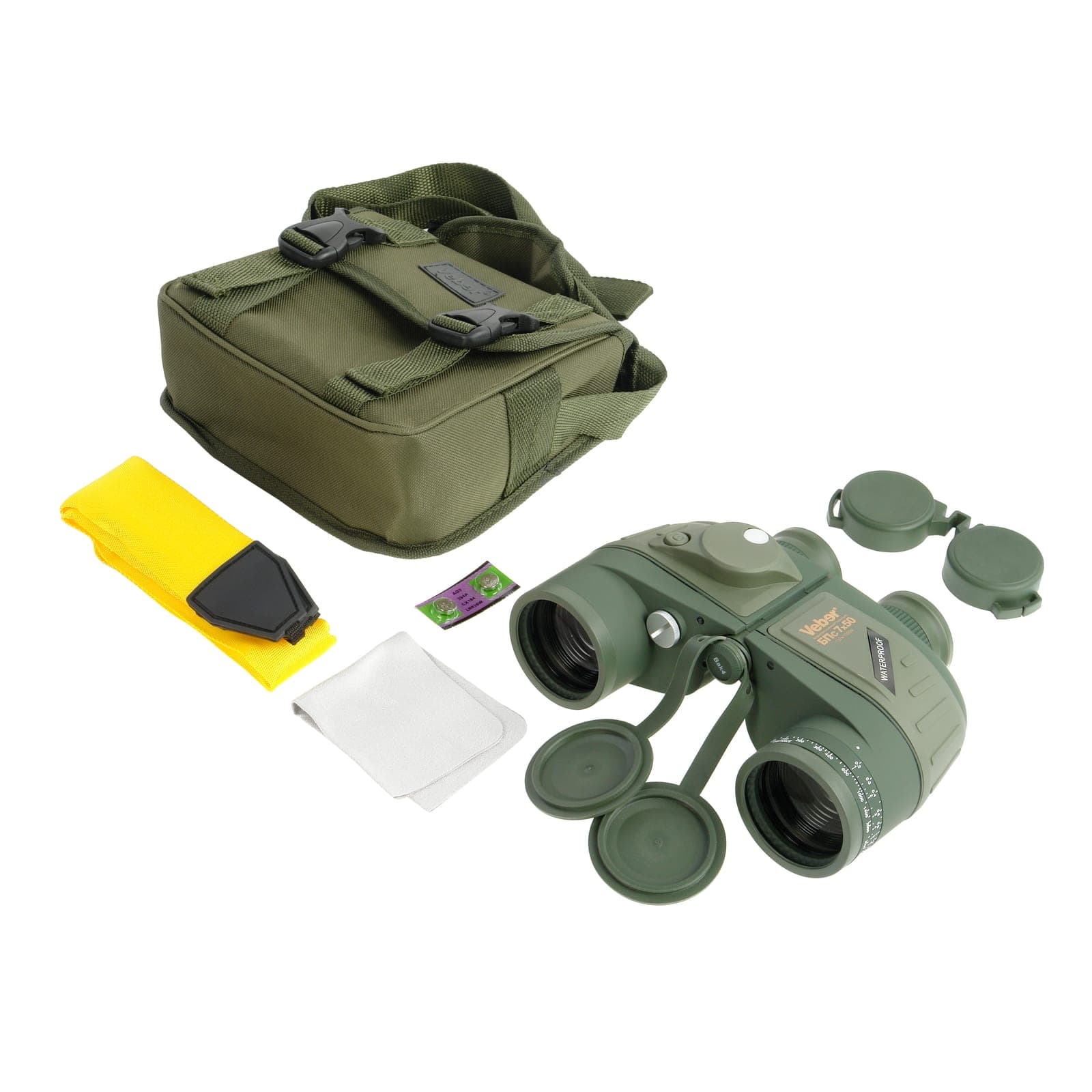 Бинокль Veber Waterproof 7x50 БПс плавающий с компасом